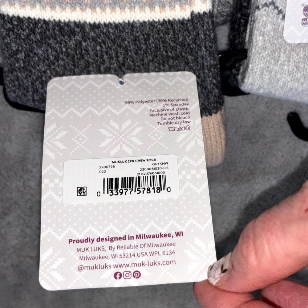 Muk Luks Cozy Up Your Life Crew Height Socks Womens OS‎ (6-11) Gray 4 Pair Pack